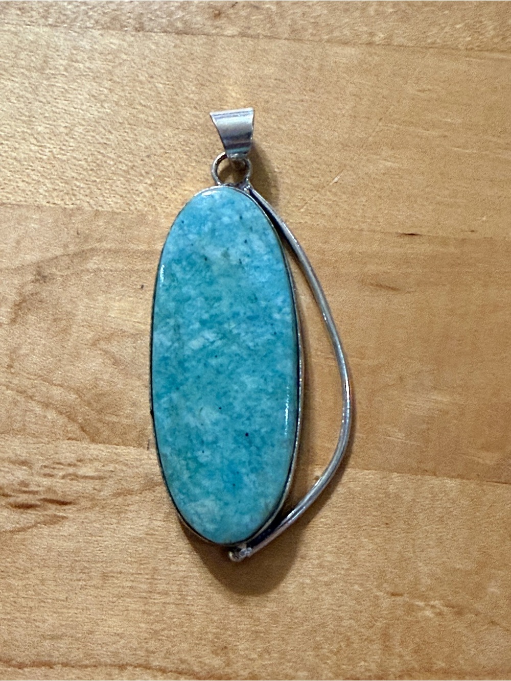 Amazonite Oval Stone Pendant - 925 Plated/Stamped